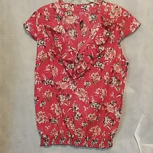 Pure Energy Tops - Pure Energy sheer red floral blouse Pure Energy Tops - Pure Energy sheer red floral blouse